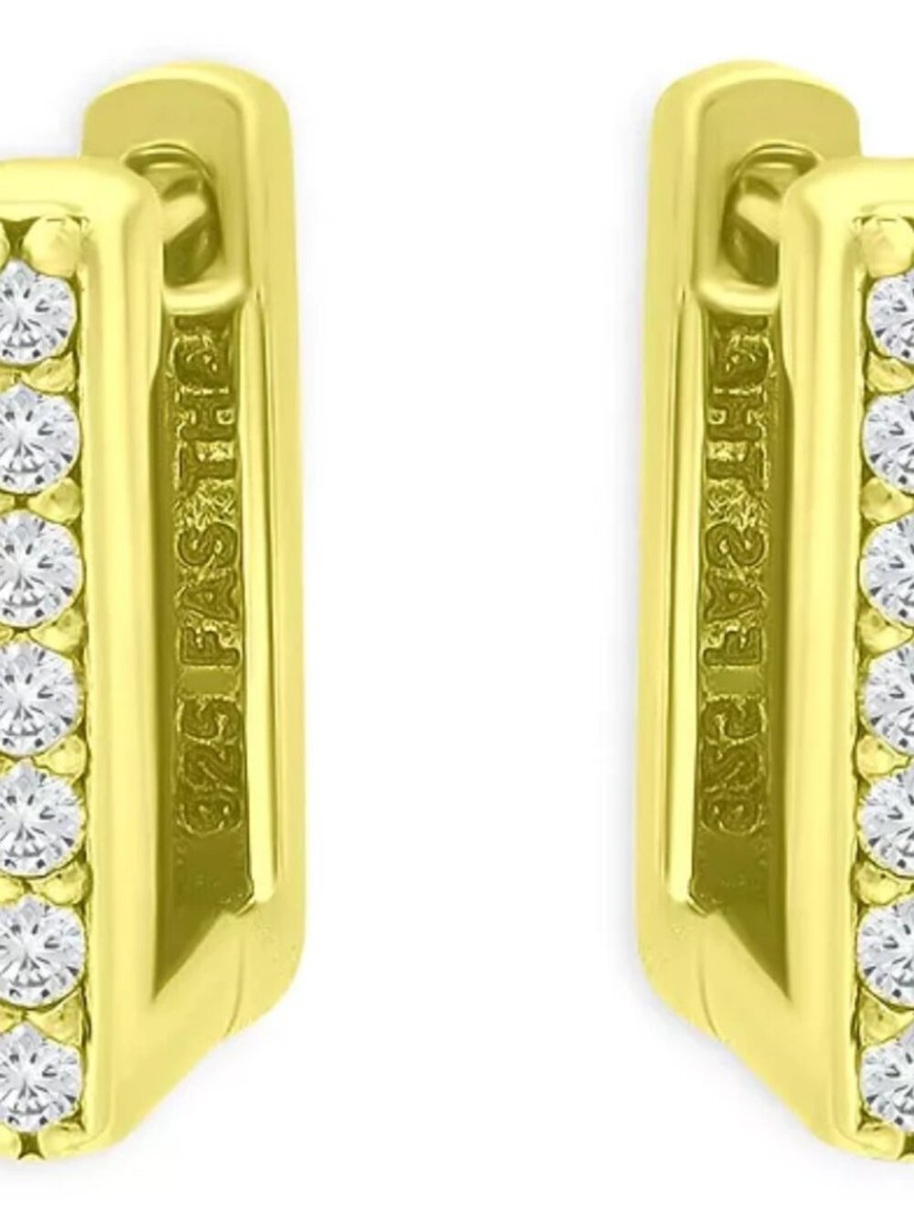 Marc & Marcella Diamond Square Hoop Earrings in 18K Gold Plated Sterling Silver